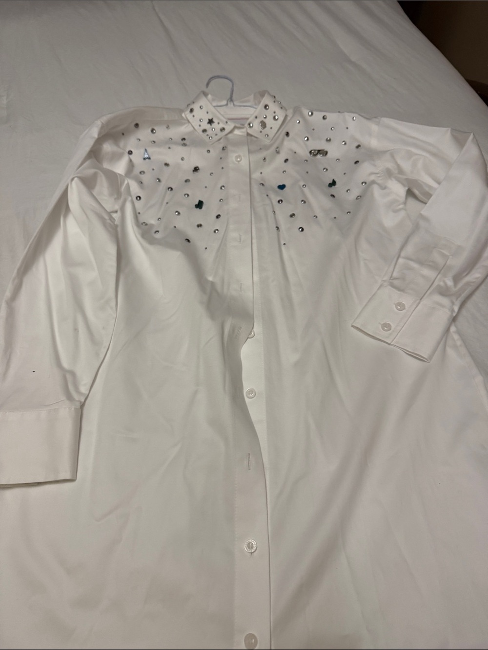 Karl Lagerfeld White Embellished Button-Up Shirt